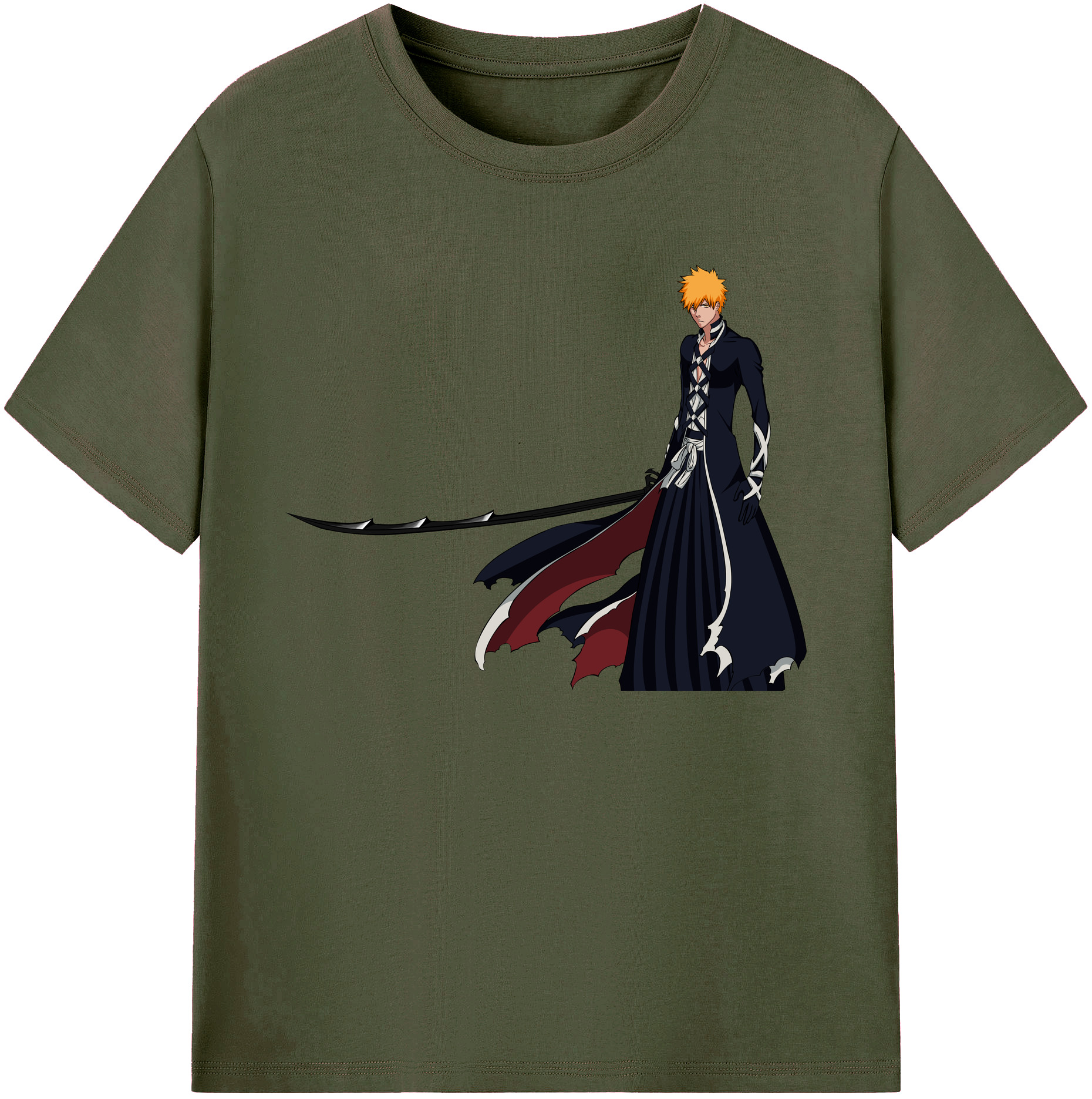 （画像用） ブリーチ 黒崎一護（くろさき いちご）BLEACH Kurosaki Ichigo 綿100％ メンズ半袖Tシャツ｜肌触りやわらか＆通気性